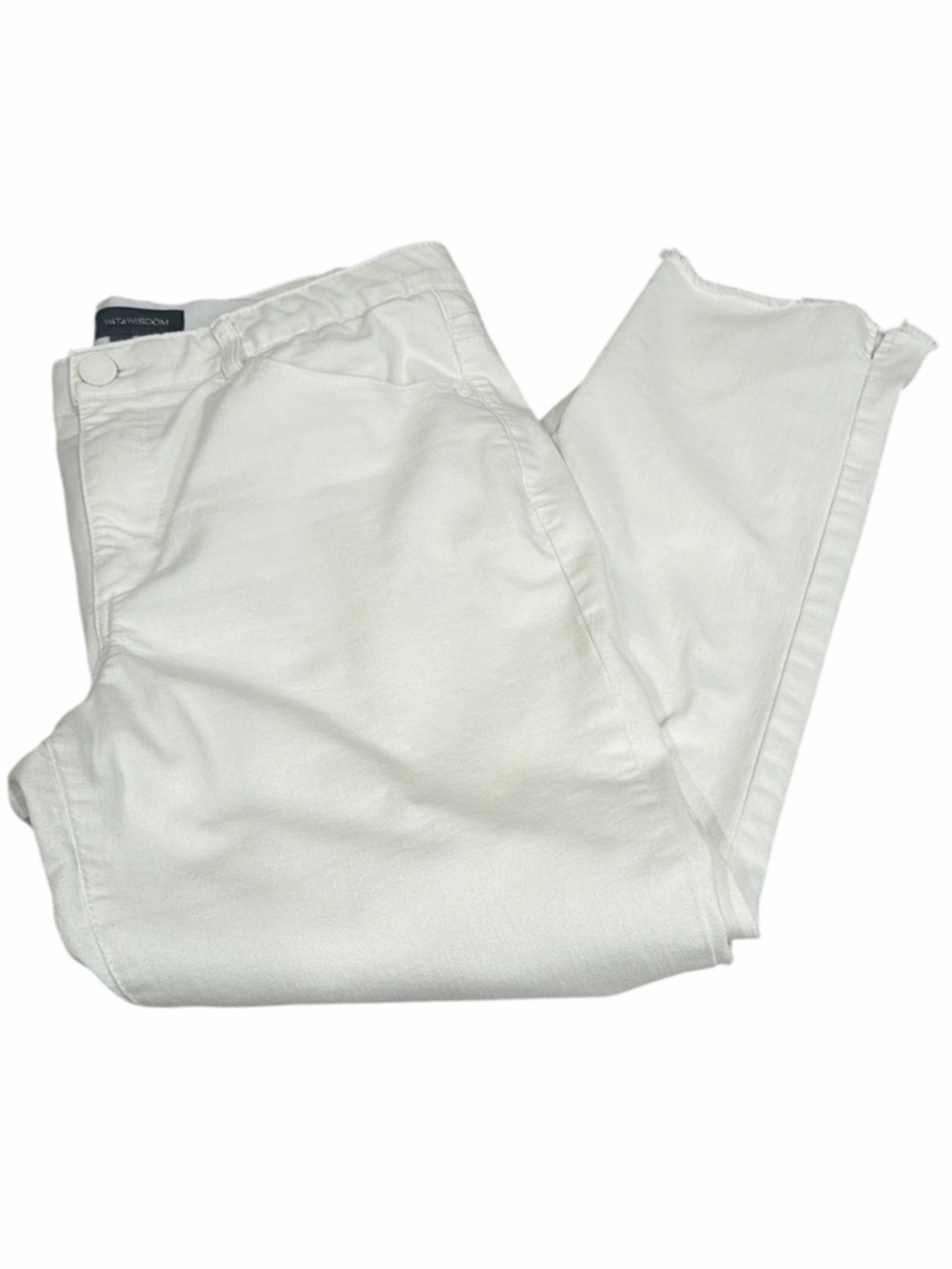 Wit & Wisdom White Raw Hem Cropped Jeans High Rise Stretch Denim Size 12 - Picture 5 of 6